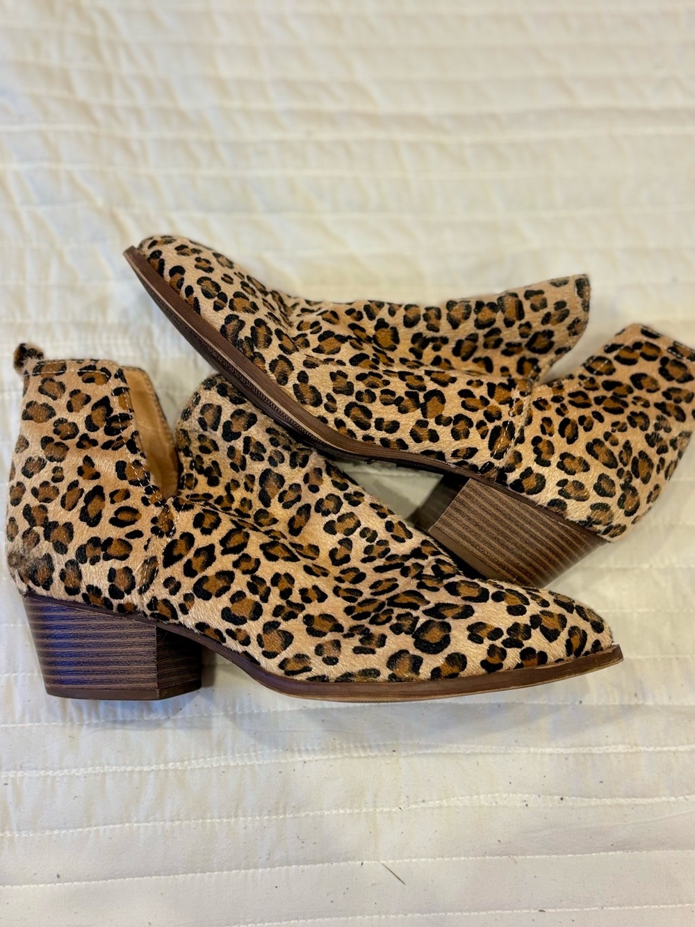 CL by Laundry Leopard Print Cutout Brown Black Ankle Booties Women's 11